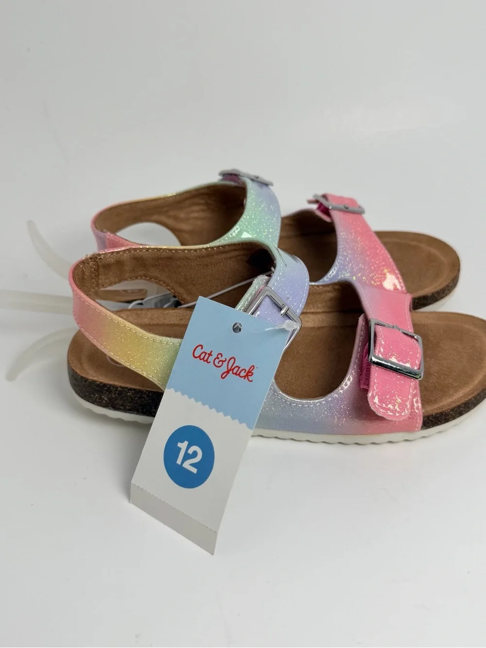 Cat & Jack Glitter Rainbow Double Buckle Sandals - Pink, Green, Blue